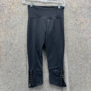 Lululemon Leggings Women 4 Black Wunder Under Crop High Rise Button Ankle Luon
